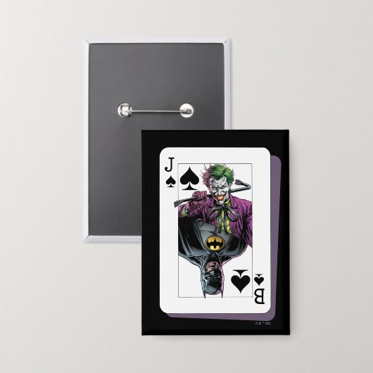 Joker and Batman Spade Playing Card Illustration Button (Voorkant / Achterkant)