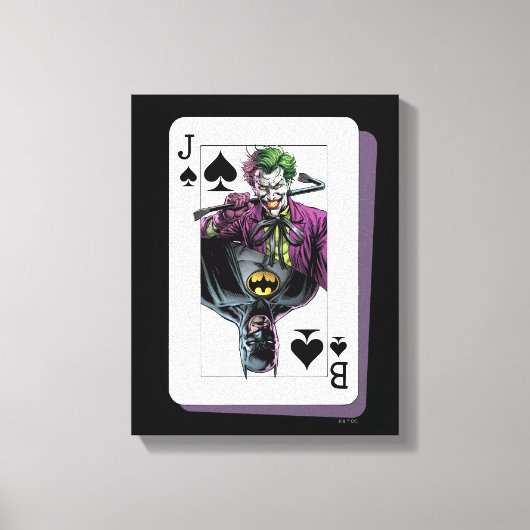 Joker and Batman Spade Playing Card Illustration Canvas Afdruk (Voorkant)