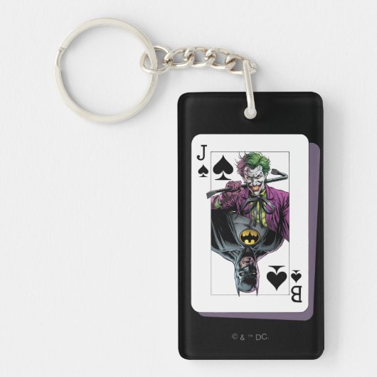 Joker and Batman Spade Playing Card Illustration Sleutelhanger (Voorkant)