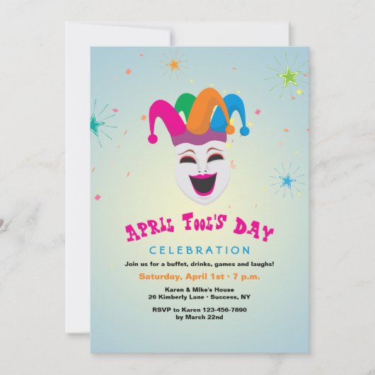 Joker April Fool's Day Invitation Kaart (Voorkant)
