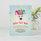 Joker April Fool's Day Invitation Kaart (Staand voorkant)