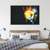 joker cartoon Premium Wrapped Canvas (gloss) (Insitu (Slaapkamer))