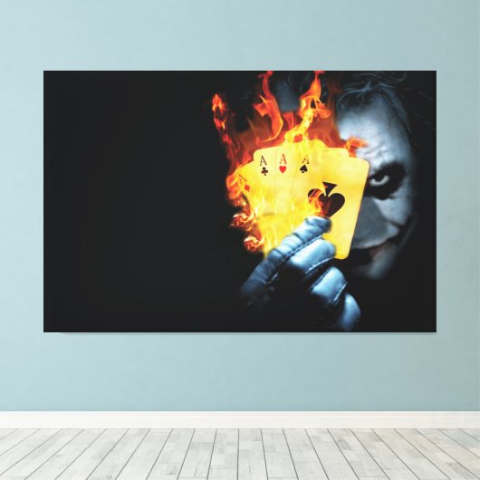 joker cartoon Premium Wrapped Canvas (gloss) (Insitu (Houten vloer))