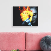 joker cartoon Premium Wrapped Canvas (gloss) (Insitu (Woonkamer))