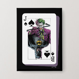 Joker en Batman Schoppenaas speelkaart Illustratie Button