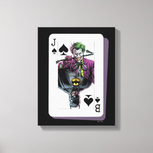 Joker en Batman Schoppenaas speelkaart illustratie Canvas Afdruk