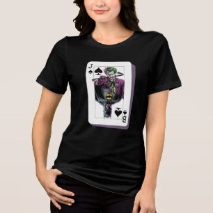 Joker en Batman Schoppenaas speelkaart Illustratie Tri-Blend Shirt