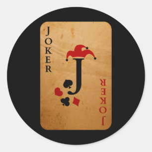 Joker Kaart Costume Halloween Deck of Cards Ronde Sticker