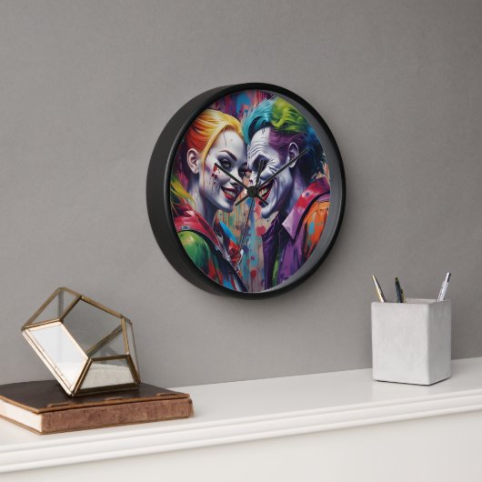 JOker Love Grafitty Harley Quinn Horloge murale Co (Bureau)