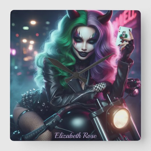 Joker's Wild Vierkante Klok (Voorkant)