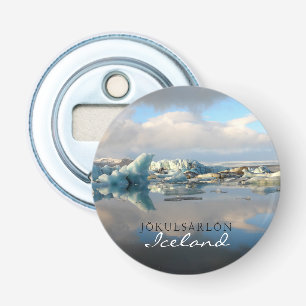Jokulsarlon ijsmeer meer reflectie tekst button flesopener
