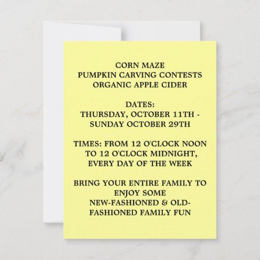  JOL PUMPKIN HARVEST Carving Invitations Kaart (Achterkant)