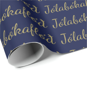 Jólabókaflóð Blauw kerstboek overstroming Cadeaupapier