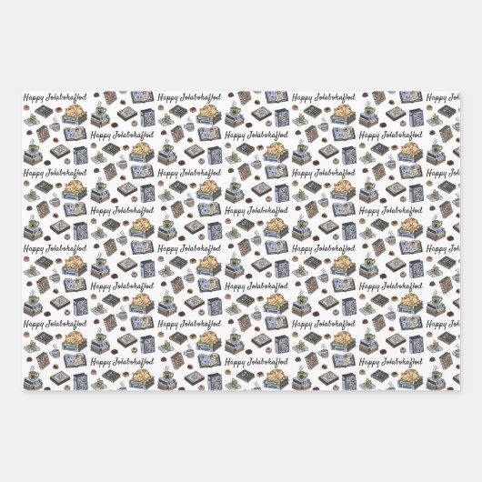 Jolabokaflod Books, Cats, and Cocoa Christmas Gift Inpakpapier Vel (Voorkant)