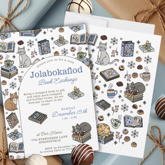 Jolabokaflod Holiday Book Exchange Hand Drawn Kaart