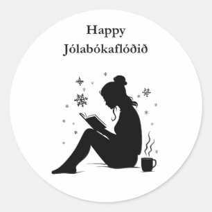 Jolabokaflod - IJslandse Boekenvloed Ronde Sticker