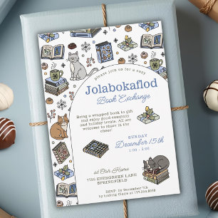 Jolabokaflod Invitation d'échange de livres dessin