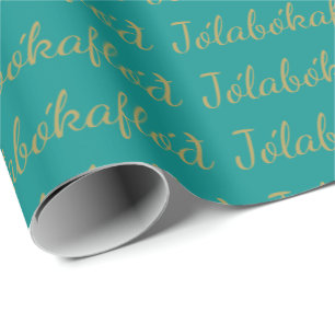 Jólabókaflóð Turquoise Kerstboek Overstroming Cadeaupapier