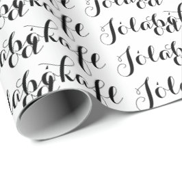 Jólabókaflóð Wit Zwart Script Boek Flood Cadeaupapier