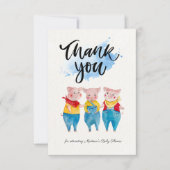 Joli 3 petits Baby showers de cochons Carte de rem (Devant)