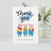 Joli 3 petits Baby showers de cochons Carte de rem (Debout devant)