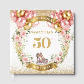Joli 50e anniversaire Livre d'invités talons roses (Recto)
