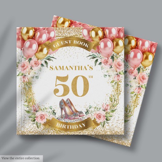 Joli 50e anniversaire Livre d'invités talons roses