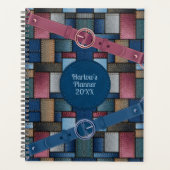 Joli agenda bleu en patchwork artisanal (Devant)