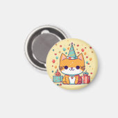 Joli aimant d'anniversaire pour chat de fête, cart (Recto/Verso)
