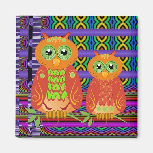 Joli aimant de hibou caricaturale décoratif (Devant)