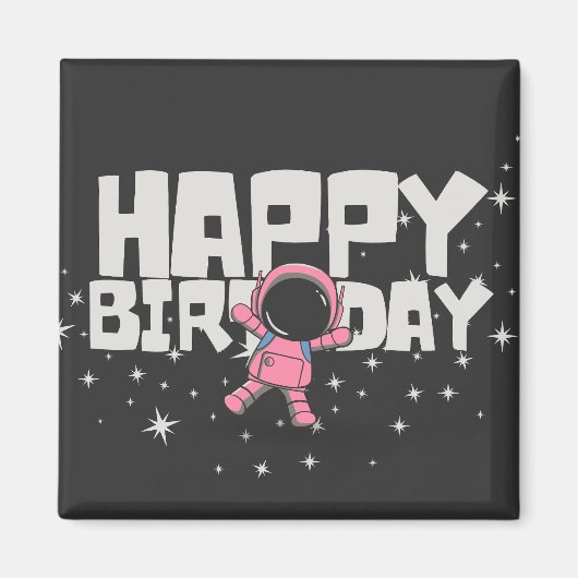 Joli Aimant Espace d'Anniversaire Astronaut (Devant)