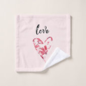 Joli amour rose coeur floral (Gant de toilette)