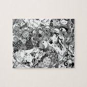 Joli, amusant, noir & blanc caractère puzzle puzzl (Horizontal)