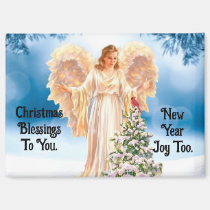 Joli ange avec magnet de Noël cardinal