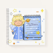Joli ange de dessin animé avec un cahier bleu (Devant)