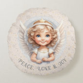 Joli ange de Noël Nom photo Coussin rond (Devant)