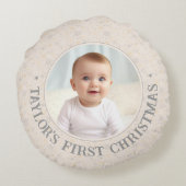 Joli ange de Noël Nom photo Coussin rond (Dos)