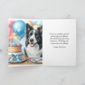 Joli Anniversaire Bordure Collie Carte de voeux (Intérieur)