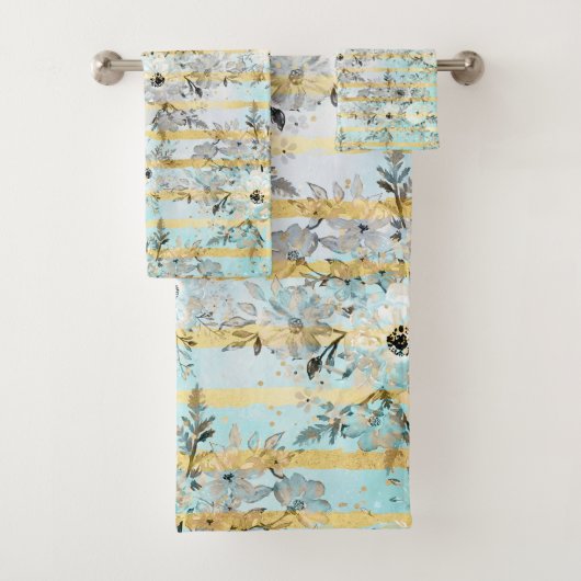Joli aquarelle gris floral et rayures design (En situation)