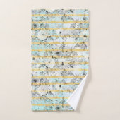 Joli aquarelle gris floral et rayures design (Serviette à main)