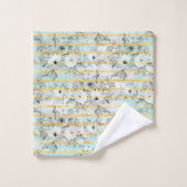 Joli aquarelle gris floral et rayures design (Gant de toilette)