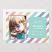 Joli arc-en-ciel Invitations de fête d'anniversair (Devant / Derrière)