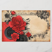 Joli Art Déco Goth Red Flower Papier (Devant)