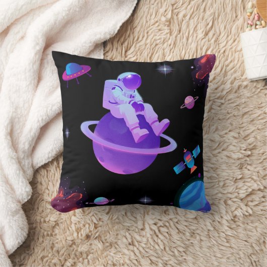 Joli astronaute sur planète Coussin de lancer (Couverture)