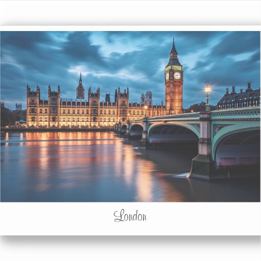 Joli autocollant avec Big Ben, Londres. (Devant)