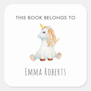 Joli autocollant 'Ce livre appartient à' Licorne p
