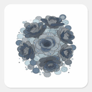 Joli Autocollant de Fabrication de ROSES BLEUES et
