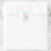 Joli autocollant rond classique chaton merci (Sac)