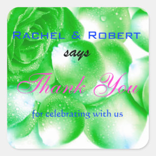 Joli Autocollants Mariage Merci Étiquette Rose