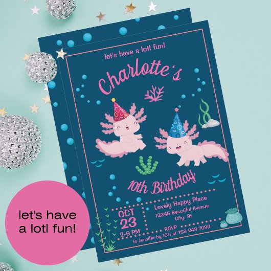 Joli Axolotl Anniversaire Invitation